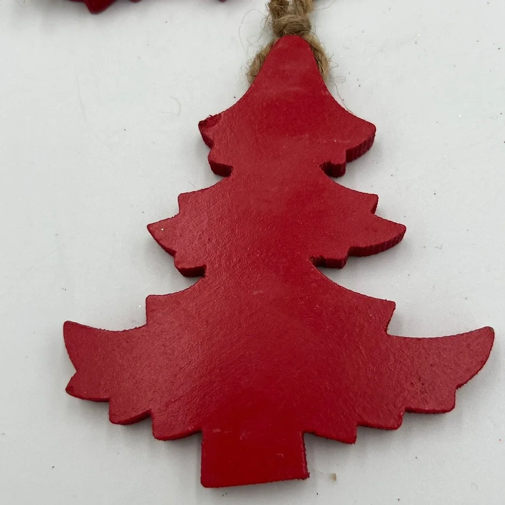 Sur la Table Hanging Tree Garland Red OS New Rustic Wood Jute 27.5in